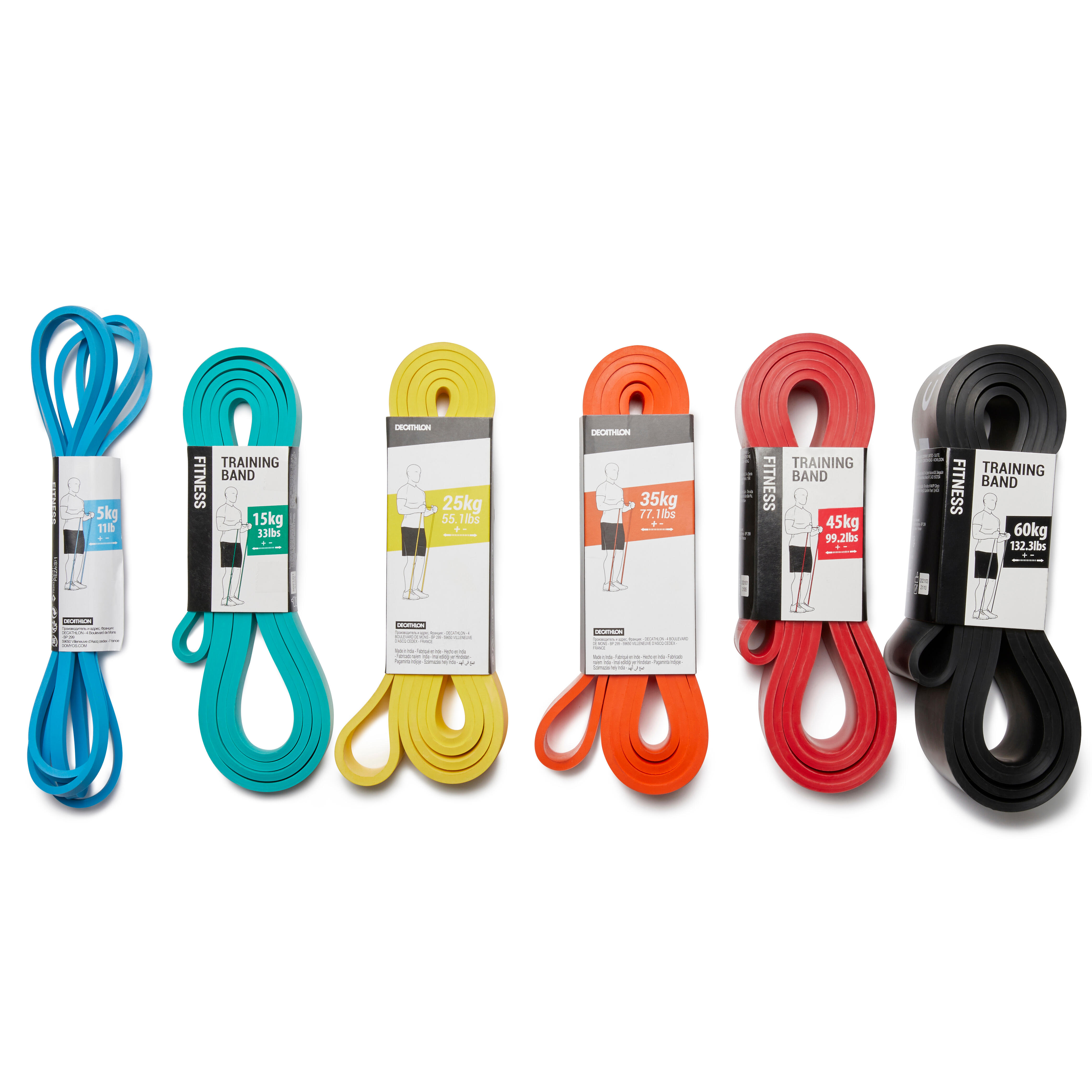 Decathlon Domyos High-Elastic Exercise Resistance Loop Bands 5-Pack