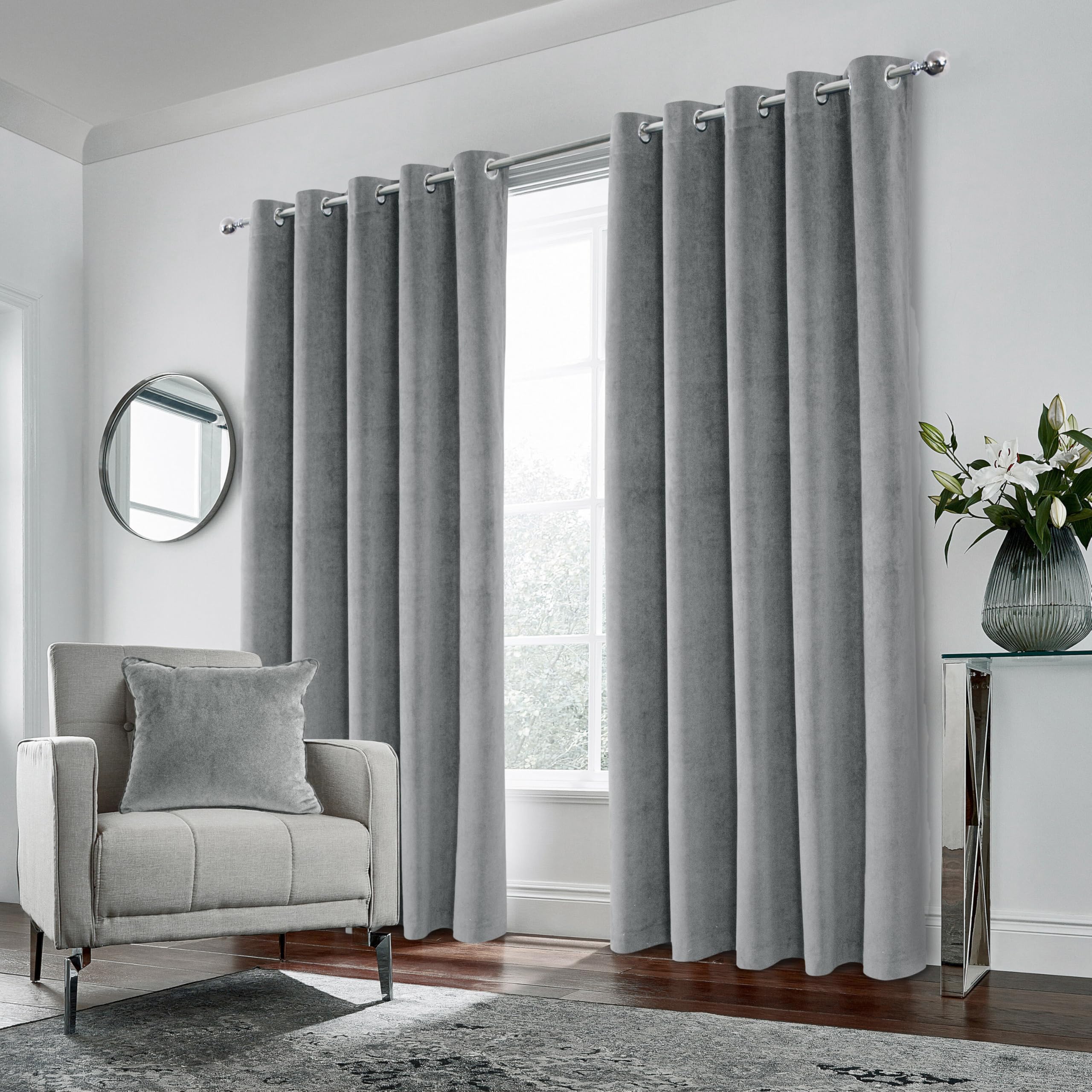 Luxury Velvet Thermal Blackout Curtains with Eyelets Dual Panels