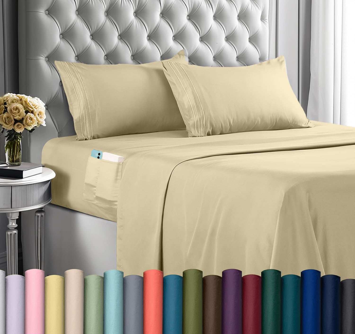 Utopia Bedding 4-Piece Queen Size Luxury Bed Sheet & Pillowcase Set