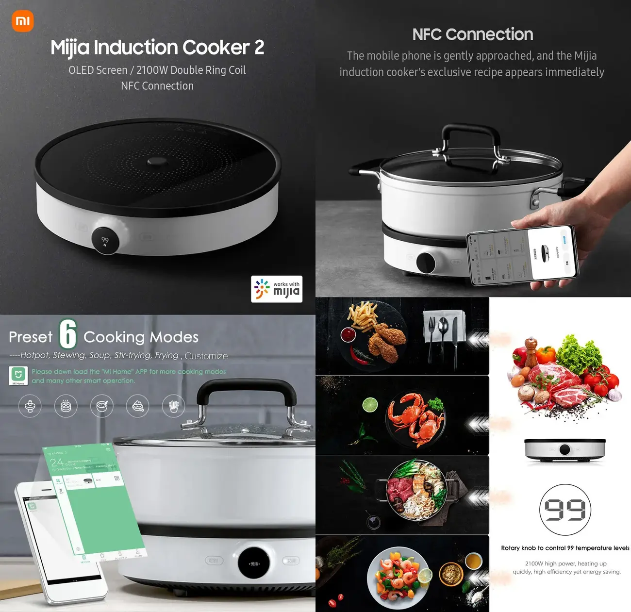 Xiaomi Mijia Smart Induction Cooker 2 with Precise Temperature Probe