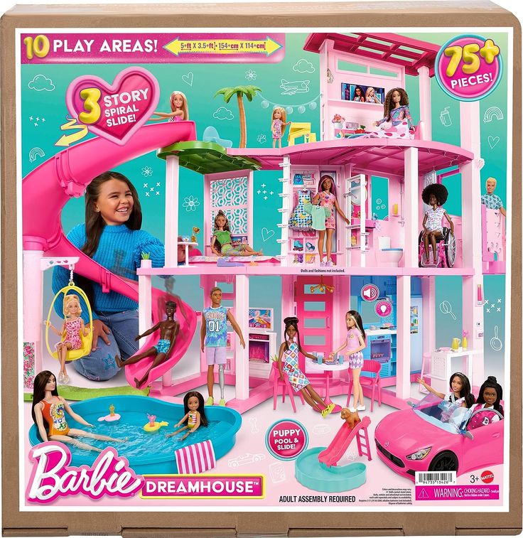 Barbie Dreamhouse 3-Story Dollhouse with Spiral Water Slide and Pool