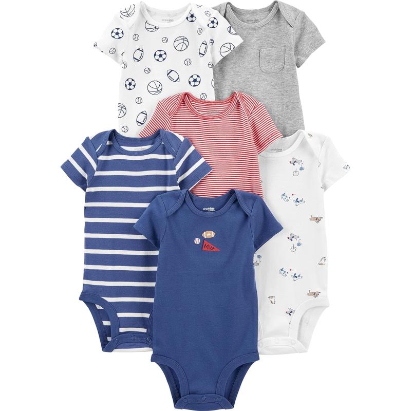 Carter's Simple Joys Baby Short-Sleeve Bodysuits 5-Pack Clothing